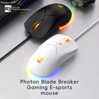 R8 7200DPI Mouse game komputer, Mouse optik kantor senyap berkabel Usb RGB dapat diprogram Pc Mous ergonomis