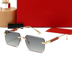 Dernières tendances en matière de lunettes de soleil de luxe italiennes pour hommes et femmes, avec bordure diamantée, sans monture, carrées, dégradées, verres UV400, pour la conduite - Product Image 2