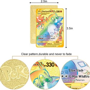 <span class=keywords><strong>Carte</strong></span> de collection en feuille d'or pour jeu de société, jouet pour enfants, en acier inoxydable doré, imprimée UV, thème Anime transfrontalier - Product Image 3
