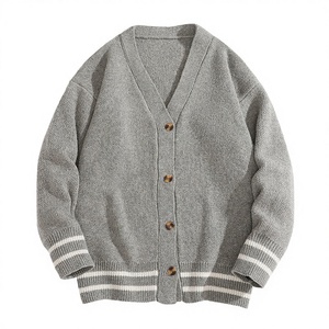 Factory Custom Men's Winter Casual Vintage Style Acrylic Knitted Cardigan Turn-down Collar Breathable Anti-Wrinkle Front Logo - Product Image 3
