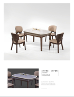 Ensemble de table à manger en bois massif de style italien, 4 chaises, table à manger ronde extensible moderne de luxe