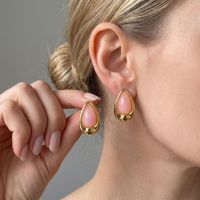 Boucles d'oreilles vintage en forme de goutte d'eau pour femmes, en acier inoxydable, plaqué or véritable, luxe discret