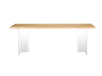 Knock Down Packs Esszimmer Esstisch Rechteck Massivholz Log Wood Tisch mit transparenten Acryl beinen Schnelle Montage