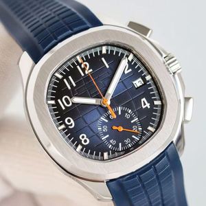Reloj azul para hombre, de diseño simple, moderno y casual, mecánico automático, cronógrafo automático, con correa de cuero. - Product Image 1