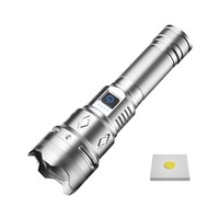 Lampe torche LED 35W haute luminosité argentée, portable pour la chasse et la randonnée, laser blanc super puissant, lampe torche en aluminium rechargeable