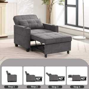 Sofá Cama Reclinable Convertible Moderno con 3 Puertos USB, Cuero PU, Patas de Madera Sólida, Resistente al Desgaste, para Sala de Estar y Dormitorio - Product Image 2