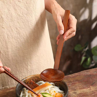 Nature Restaurant Louche Passoire En Bois Long Manche Ustensile De Cuisine Outil Ramen Cuillère À Fente Cuillère À Soupe