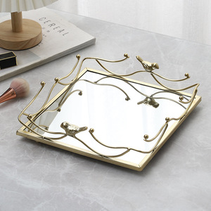 Mystic Arts Gold Mirror <b>Tray</b> Square Metal Jewelry Organizer Desktop Storage Home Decor Ornament - Product Image 4
