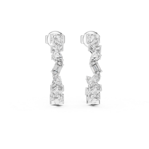 Boucles d'oreilles en argent avec diamants de laboratoire, bijoux élégants et tendance, clous d'oreilles étincelants de créateur pour femmes, cadeau de fête nuptiale - Product Image 1