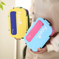 Boîte à lunch bento sans BPA à 4 compartiments, récipient alimentaire réutilisable étanche avec couvercle pour l'école, le bureau, les pique-niques, compatible micro-ondes