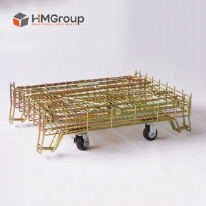 大型仓库叉车运输垂直存储4层高折叠钢制酒类储藏钢丝网容器带轮 - Product Image 3