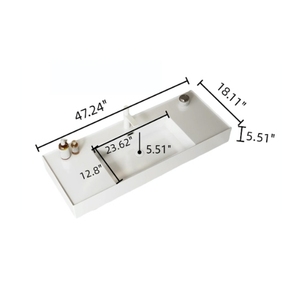 LeDe 48 In Bathroom Vanity <b>Wall</b> Mounted <b>Floating</b> White Rectangular Acrylic Basin Without Faucet - Product Image 3