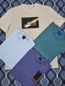 Nouveau T-<span class=keywords><strong>shirt</strong></span> en coton épais pour homme 2026, imprimé, assorti pour couple, avec lettres, style décontracté chic, minimaliste et polyvalent - Product Image 1