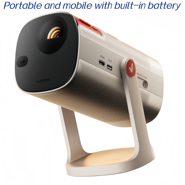 20000mAh Battery Outdoor Portable Three Color Laser Pan Tilt Projector 2560 * 1440 Resolution 1.3x Optical Zoom 1400 Lumens