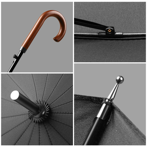 Ô dù golf tự động mở thẳng cao cấp, cán gỗ, in logo tùy chỉnh, chống gió - Product Image 5