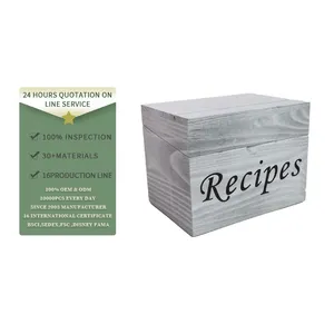 Vintage Style Solid Wooden Recipe Organizer Wood Recipe Box Kitchen Recipe Card Box