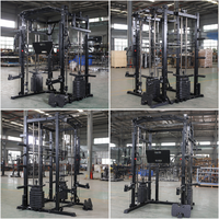 Máquina Smith Multifuncional Comercial FRS con Rack de Potencia, Doble Torre de Pesas, Sistema de Prensa de Piernas para Gimnasio en Casa, Entrenador Funcional 800KG