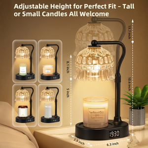 Lampe chauffe-bougie à intensité variable avec fonction de minuterie, base réglable en hauteur, diffuseur de cire sans flamme moderne pour intérieur - Product Image 2