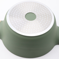 Ustensiles de cuisine de maison Casserole verte en aluminium moulé sous pression et granit avec fond à induction