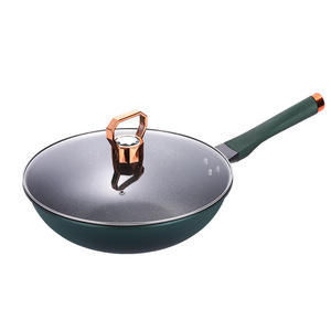 Nouveau <span class=keywords><strong>Wok</strong></span> coloré en céramique Maifanite ; Marmite domestique à fond plat avec couvercle en verre ; Compatible avec les plaques de cuisson ; Vente en gros disponible - Product Image 2