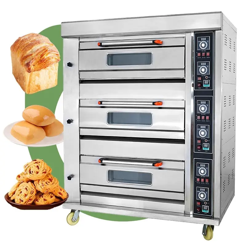 Transportador Multifuncional Venda Comercial Pão Pequeno Tamanho Bake Gás e Deck Elétrico Pizza Forno para Padaria