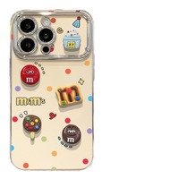 Étui de protection pour iPhone 16 Pro Max, 15, 14, 13, 12, 11, avec motif de dessin animé M Bean, en silicone, électroplaqué, mignon et tridimensionnel.