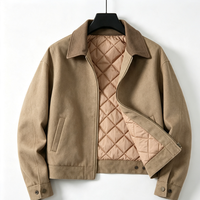 Veste de travail en jean vintage réversible, écologique, avec doublure en coton épais et respirant, col rabattable, broderie, pour homme, coupe classique, hiver, fermeture éclair