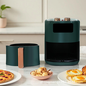 Friteuse à air 6L électrique, cuisson rapide, facile à nettoyer, revêtement céramique, ronde, verte - Product Image 5
