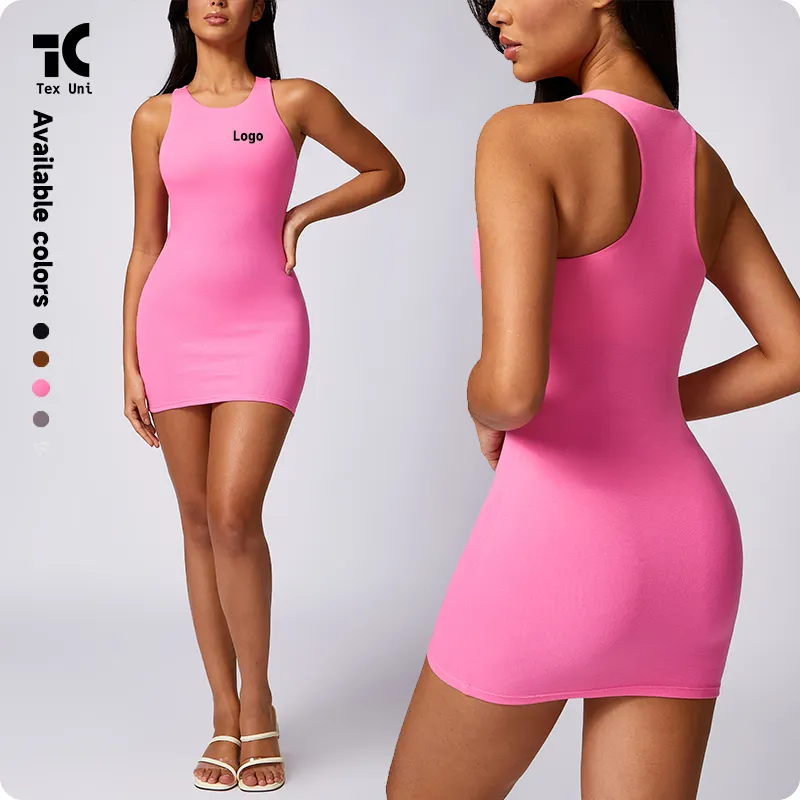 Sexy Vest Hip Dress Summer Women's Amazon Pure Desire Fashion Slim Tight Skirt Mini Knitted Dress Get in Shape Bodycon