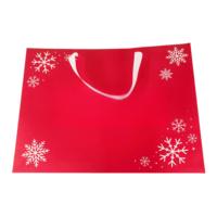 Sac de courses en papier kraft biodégradable, durable, avec impression personnalisée, motif flocon de neige, ruban, à porter à la main
