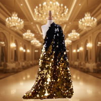Tissu en dentelle tissé de luxe, brodé de paillettes brillantes, 100% polyester, 120 cm, 430 g/m², couleur personnalisable, respirant, pour soirée