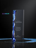 Trophée personnalisé en verre cristal avec revêtement AB arc-en-ciel et diamant
