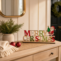 Décorations de Noël en bois personnalisées, luge en bois et figurines de dessin animé, articles de décoration de bureau, ambiance festive transfrontalière