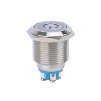Logam 1tidak tahan air cincin tempel daya lampu terang 12V LED 19mm sekrup Teiminal tombol tekan saklar dengan simbol daya