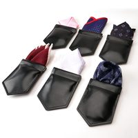 Porte-mouchoir de poche en cuir PU noir pour homme, disponible en plusieurs couleurs, avec logos personnalisés acceptés