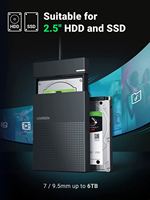 Carcasa UGREEN de disco duro de 2,5 pulgadas integrada con cable de 1,6 pies sin herramientas SATA a USB externo SATA SSD HDD