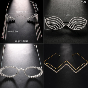 Hot Sale Rhinestone Geometric Pattern <strong>Square</strong> Face Shape Adult Women's High Sense Party Photographing Rimless <strong>Frames</strong> - Product Image 4