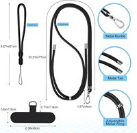 Cordon universel réglable en polyester pour téléphone portable, long et confortable, à porter en bandoulière, autour du cou ou au poignet, avec attaches pour iPhone et Android