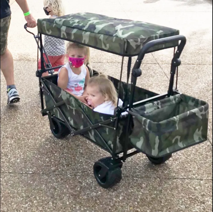 Carro plegable con dosel extraíble para trabajo pesado, carro portátil para niños, carrito de playa para acampar