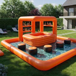 Arrière-cour commerciale grande plate-forme supérieure fête flottant eau canapé natation Pub bar de <span class=keywords><strong>piscine</strong></span> gonflable pour adulte - Product Image 6