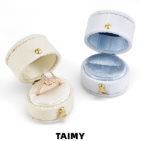 Boîte à bagues en lin mini personnalisée avec logo, boîte à bijoux ovale vintage, boîte à bijoux portable pour l'affichage des bagues de fiançailles et de mariage
