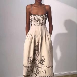 เดรสยาวทรงสลิปแบบเว้าหลังสำหรับผู้หญิงปี 2025 ดีไซน์หรูหรา พิมพ์ลายดอกไม้ แต่งระบาย  แบบสั่งทำได้ - Product Image 1