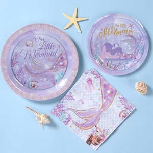<span class=keywords><strong>Sirena</strong></span> viola stoviglie usa e getta piatti <span class=keywords><strong>sirena</strong></span> tazze tovaglioli <span class=keywords><strong>principessa</strong></span> ragazze felice <span class=keywords><strong>sirena</strong></span> forniture per feste di compleanno - Product Image 4