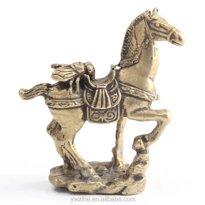 Copper Majestic Horse Miniatures Figurines Vintage Craft Mini Horses Ornament Desk Decor Sculptures