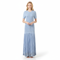 Ensemble de luxe 2026 de haute qualité pour femme, style modeste, tricoté perlé, deux pièces : robe à manches courtes et cardigan à manches longues