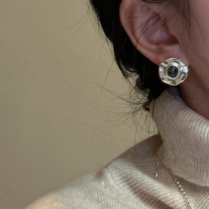 Pendientes plisados de estilo coreano de plata de ley S925 con piedra natural Diseño de personalidad simple de moda y elegante - Product Image 4