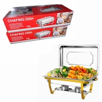 Approvisionnement Usine Luxe Acier Inoxydable 9L Plat Chafing Rectangulaire Buffet Chauffe-Plats Présentoir Hôtels