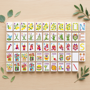 ชุดไพ่นกกระจอกอเมริกันสีขาวนม ลายผลไม้และผัก ลดล้างสต็อก - Product Image 1