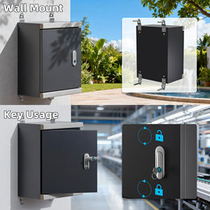 Boîte de jonction électrique en métal noir à charnières, IP65, 400*300*200 mm, étanche avec serrure pour utilisation en extérieur - Product Image 5