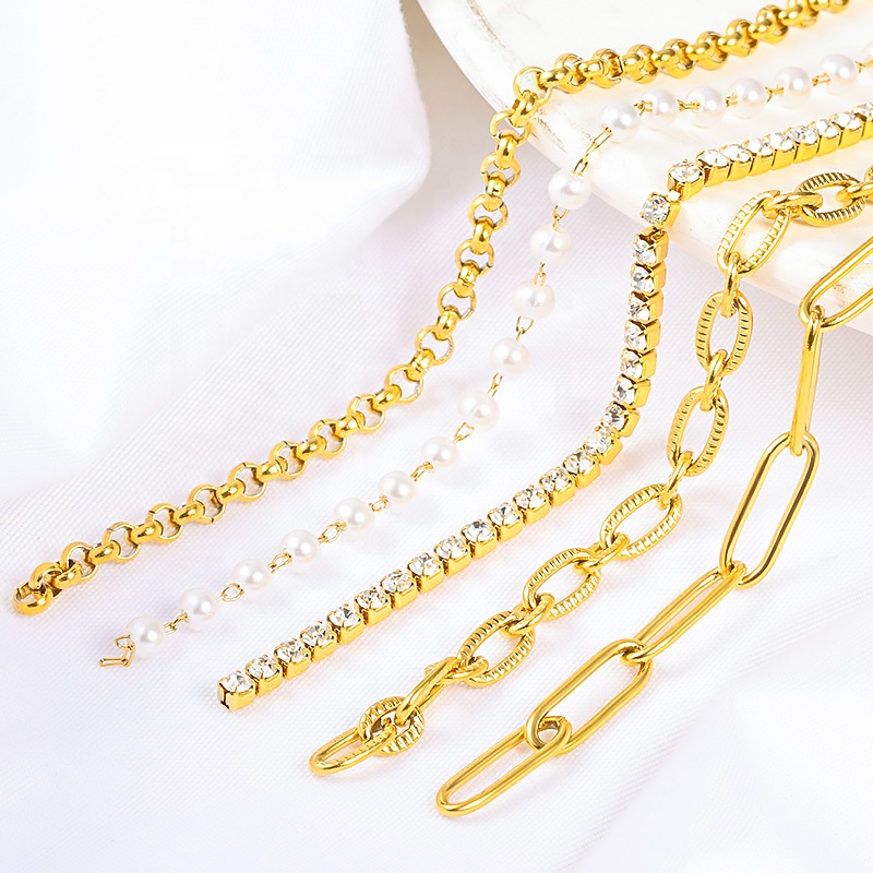 High Quality Custom Fine Chain 18k Gold Link Necklace Chain Women Accessories Jewelry Making